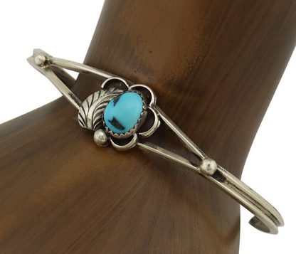 Navajo Bracelet 925 Silver Sleeping Beauty Turquoise Native American Artist C80s
