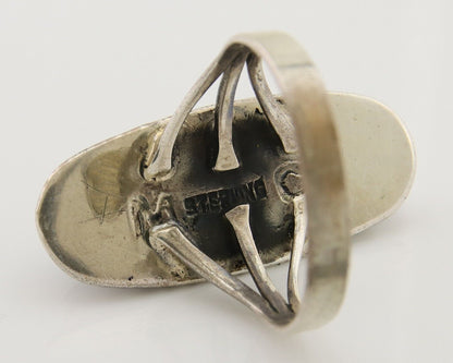 Navajo Ring 925 Silver Nevada Blue Turquoise Signed MC C.80's