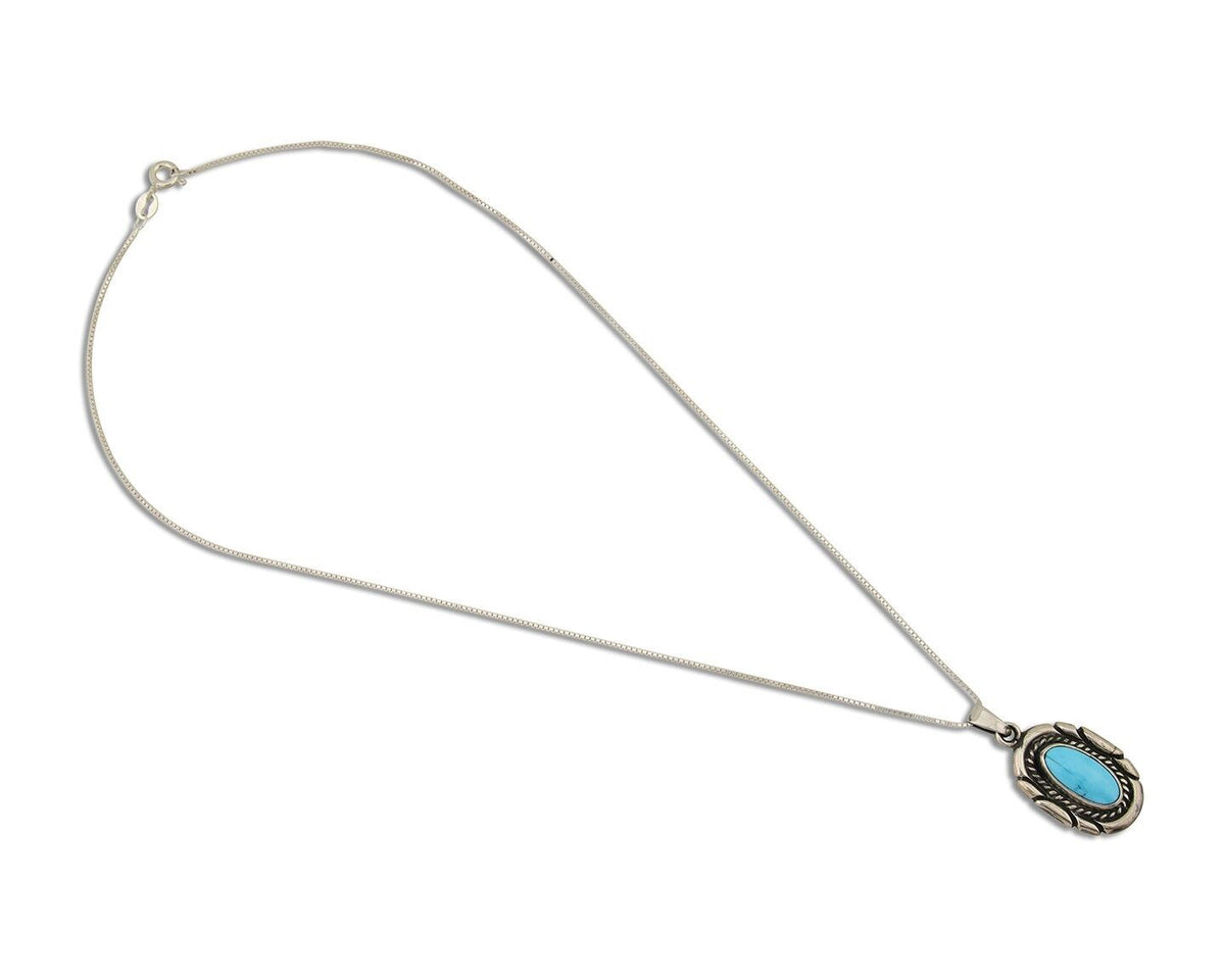 Navajo Necklace 925 Silver Natural Turquoise Artist M Montoya C.80's