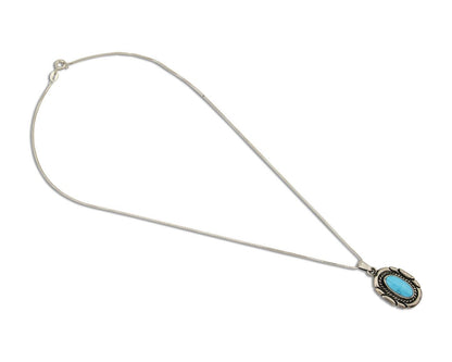 Navajo Necklace 925 Silver Natural Turquoise Artist M Montoya C.80's