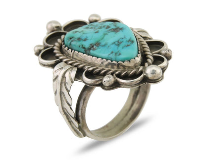 Navajo Ring 925 Silver Natural Blue Turquoise Native American Artist C.80's