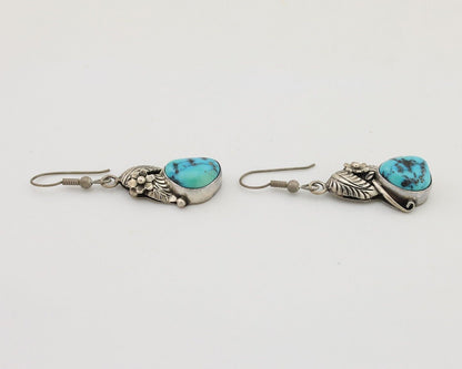 Navajo Handmade Earrings 925 Silver Natural Turquoise Native Artist C.80's
