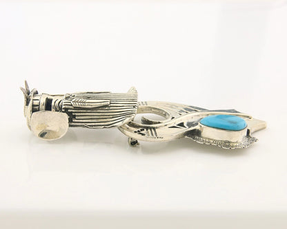 Navajo Pin Pendant Sterling Silver Turquoise Vintage Signed CF