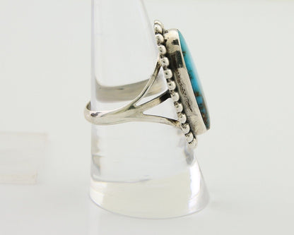 Navajo Shield Ring 925 Silver Arizona Turquoise Native Artist C.80's