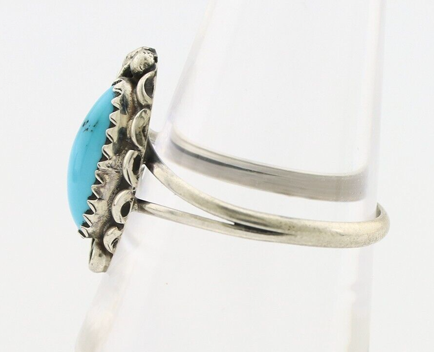 Navajo Ring 925 Silver Sleeping Beauty Turquoise Signed SkyStone Creations C80s