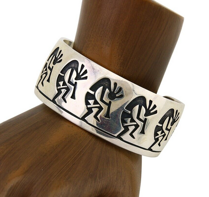 Hopi Handmade Cuff Bracelet 925 Silver Signed Alde Qumyintewa