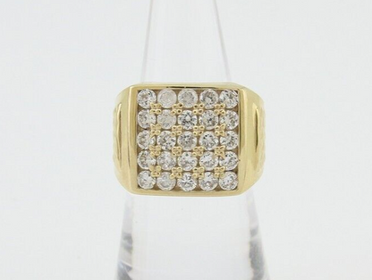 Men Simulated Diamond Pinky Ring 14k Solid Yellow Gold