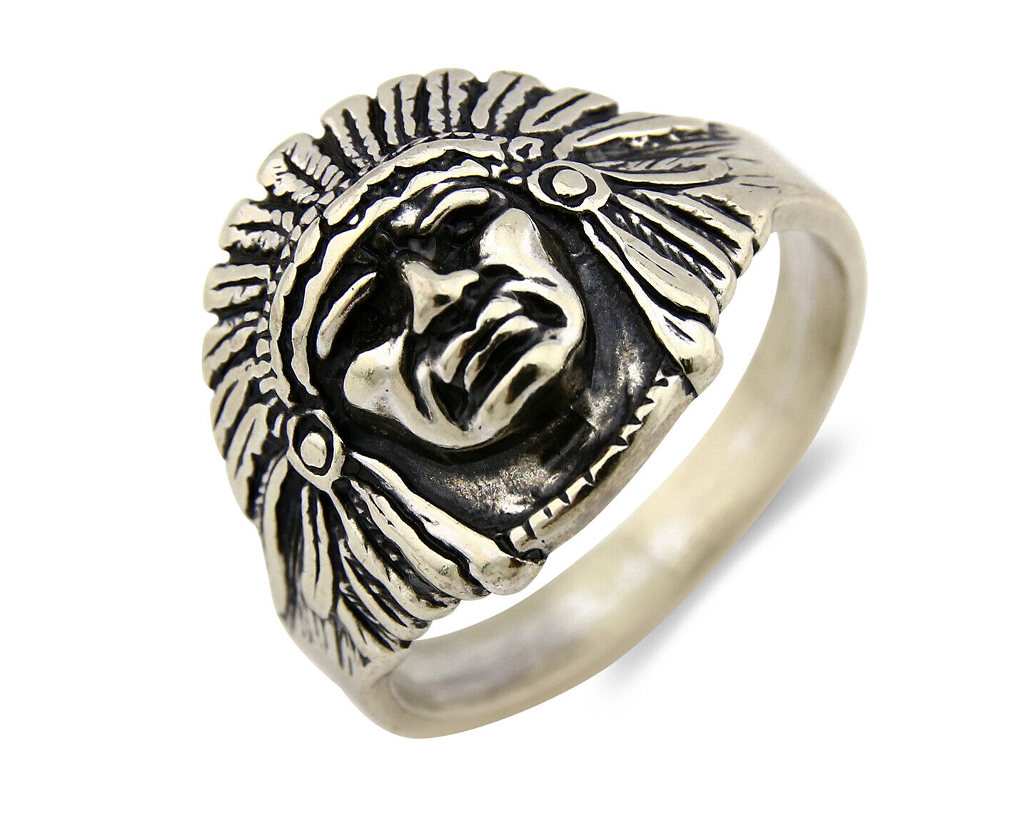 Navajo Warrior Chief Ring .925 Silver Artist Signed Wheeler C.80's Size 11.25