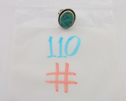 Navajo Ring 925 Silver Kingman Turquoise Native American Artist C.80's