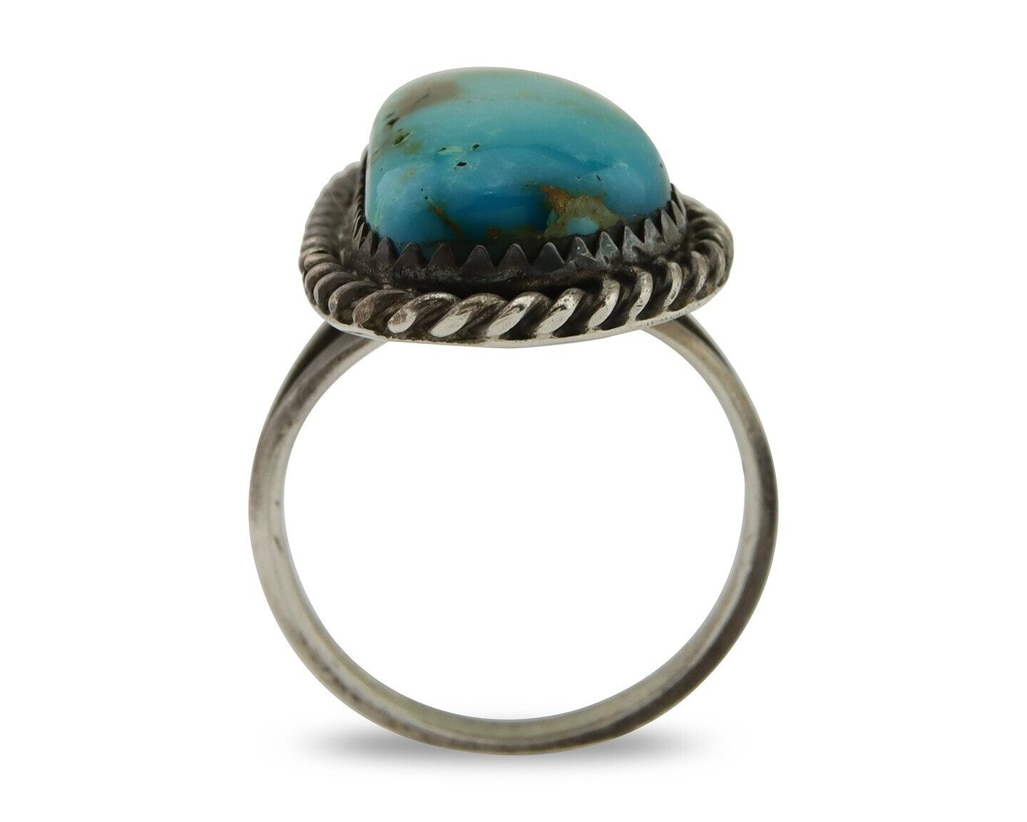 Navajo Ring 925 Silver Blue Turquoise Native American Artist C.80's