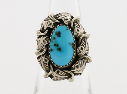 Navajo Handmade Ring 925 Silver Blue Turquoise Native American Artist C.80's