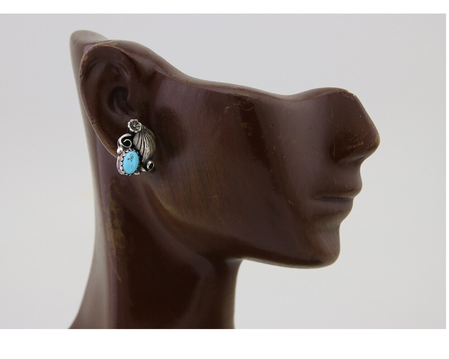 Navajo Handmade Earrings 925 Silver Natural Turquoise Native American Artist 80s