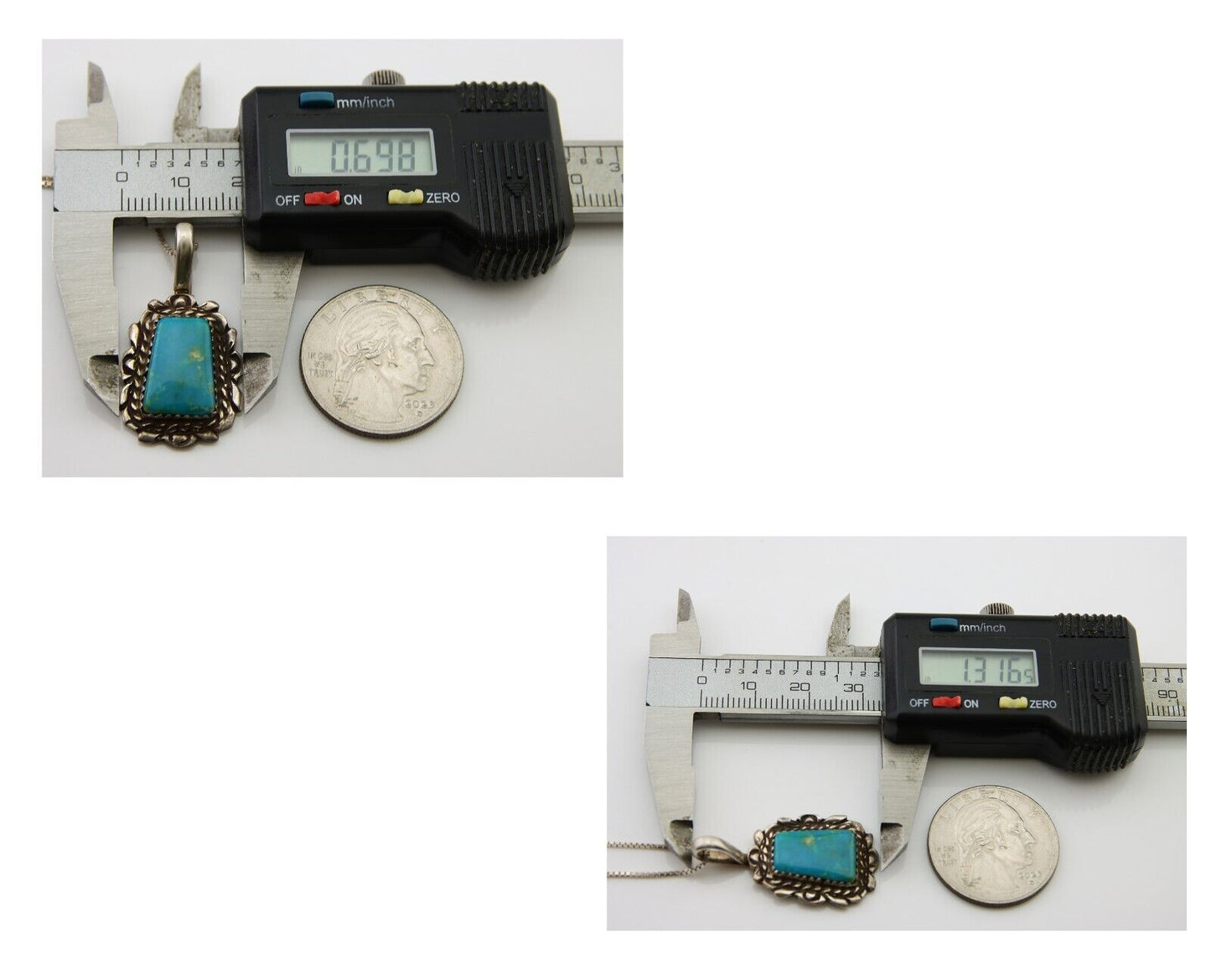 Navajo Necklace 925 Silver Natural Turquoise Artist Kee Montoya C.80's