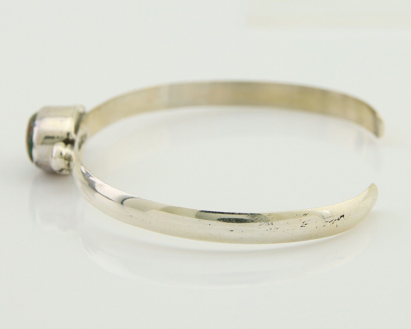 Navajo Cuff Bracelet Blue Turquoise 925 Silver Native American Artist C.80's