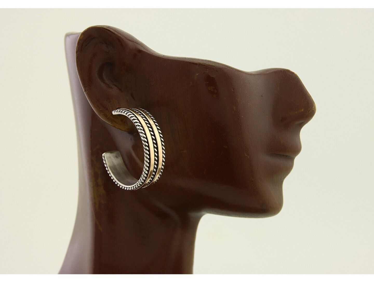 Navajo Earrings 925 Silver & Gold Handmade Artist Signed Tom Hawk C.80's