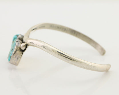 Navajo Bracelet 925 Silver Morenci Turquoise Artist Signed Frank Sandoval C.80's