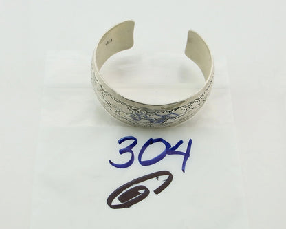 Navajo Cuff Bracelet 925 Sterling Silver Vintage Hand Stamped Signed EP