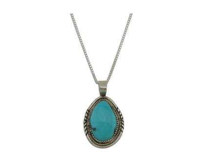 Navajo Necklace 925 Silver Kingman Turquoise Signed Anna Begay C.80's