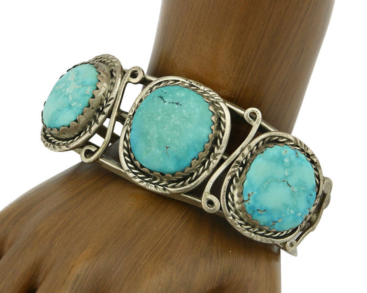 Navajo Bracelet .925 Silver Southwest Turquoise Cuff Artist Native C.80's