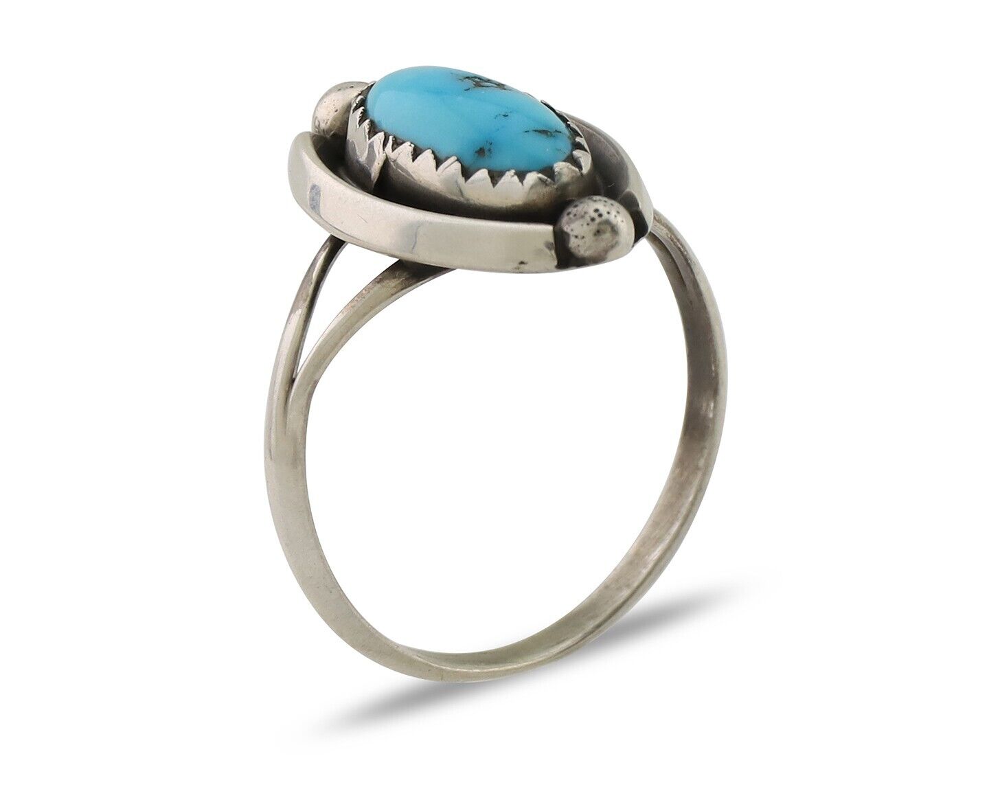 Navajo Ring 925 Silver Sleeping Beauty Turquoise Artist Signed SC C.80's