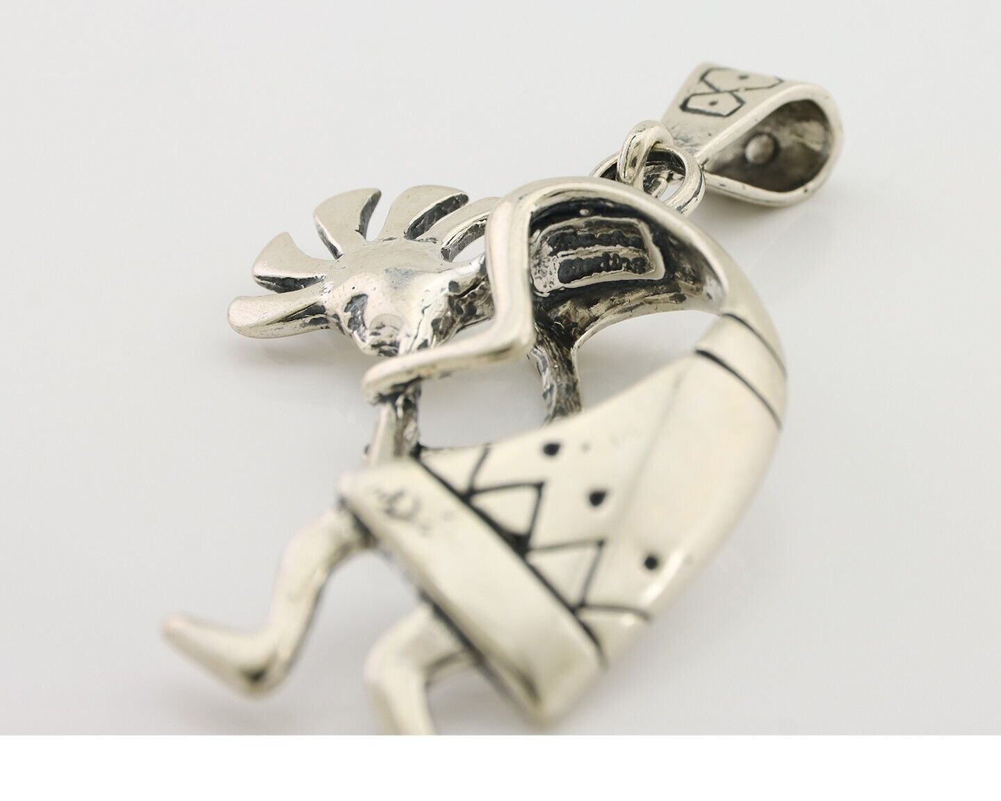 Navajo Kokopelli Pendant 925 Sterling Silver Artist Signed Masha C.80's