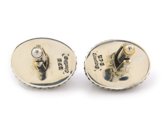 Navajo Cufflinks 925 Silver Native American Artist Natural Onyx C.80's