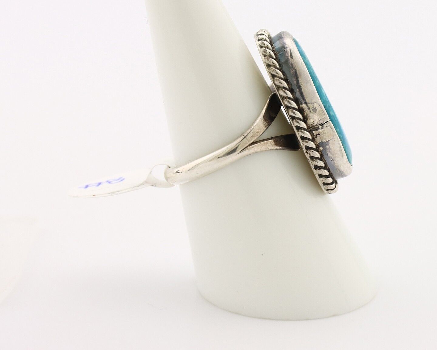 Navajo Ring 925 Silver Blue Gem Turquoise Native American Artist C.80's