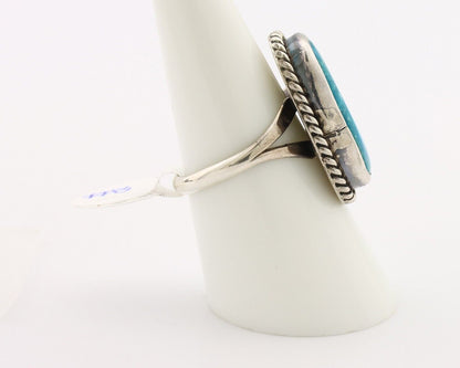 Navajo Ring 925 Silver Blue Gem Turquoise Native American Artist C.80's