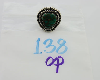 Navajo Ring 925 Silver Gem Grade Turquoise Native American Artist C.80's