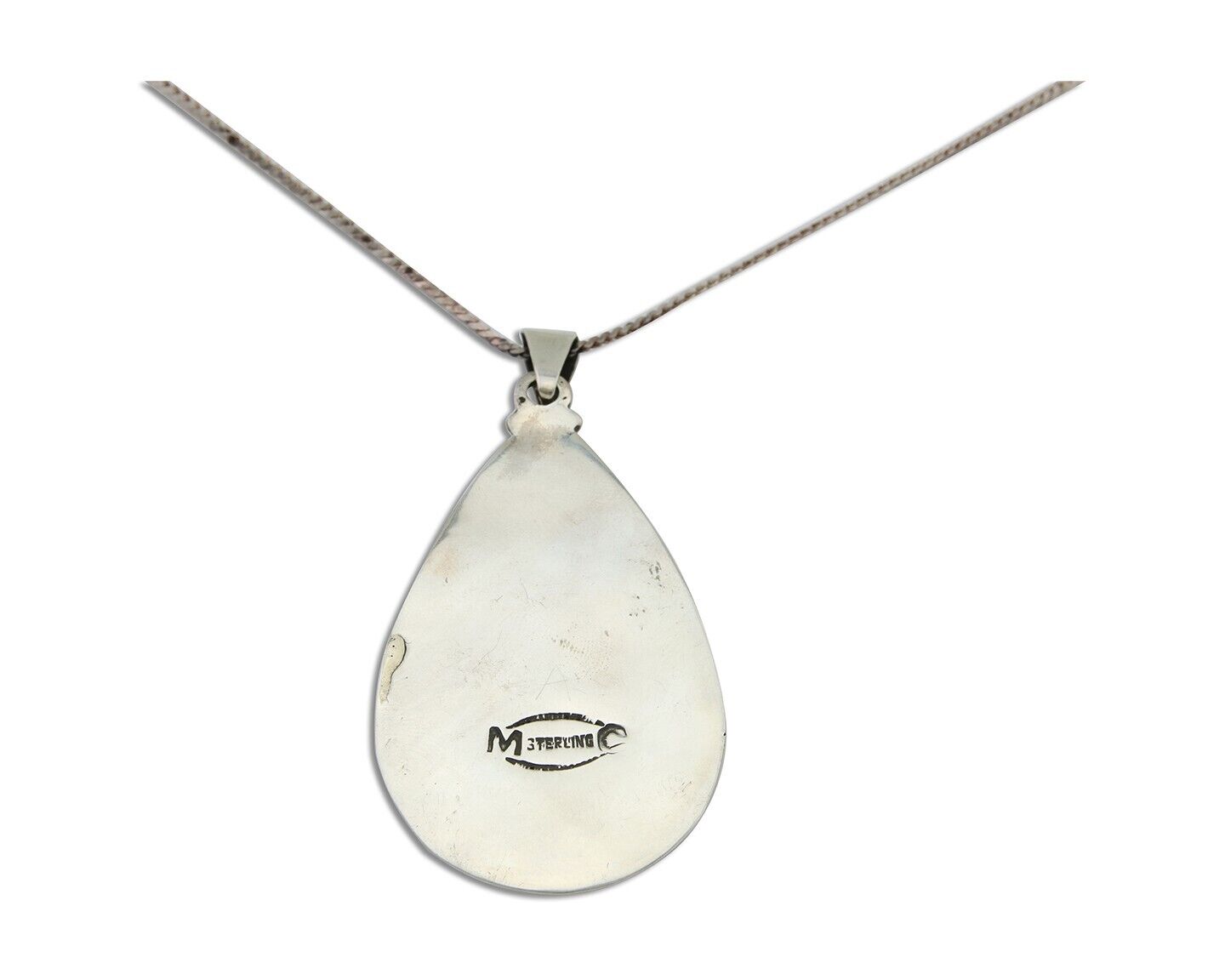 Navajo Necklace 925 Silver Natural Blue Turquoise Artist Signed MC C.80's