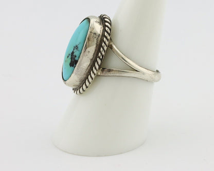 Navajo Ring 925 Silver Kingman Turquoise Native American Artist C.80's