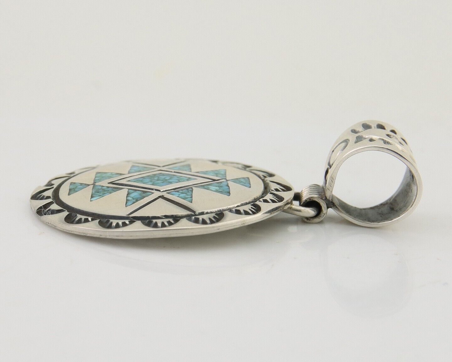 Navajo Necklace 925 Silver Natural Turquoise Artist Signed Stanley Bain C.80's