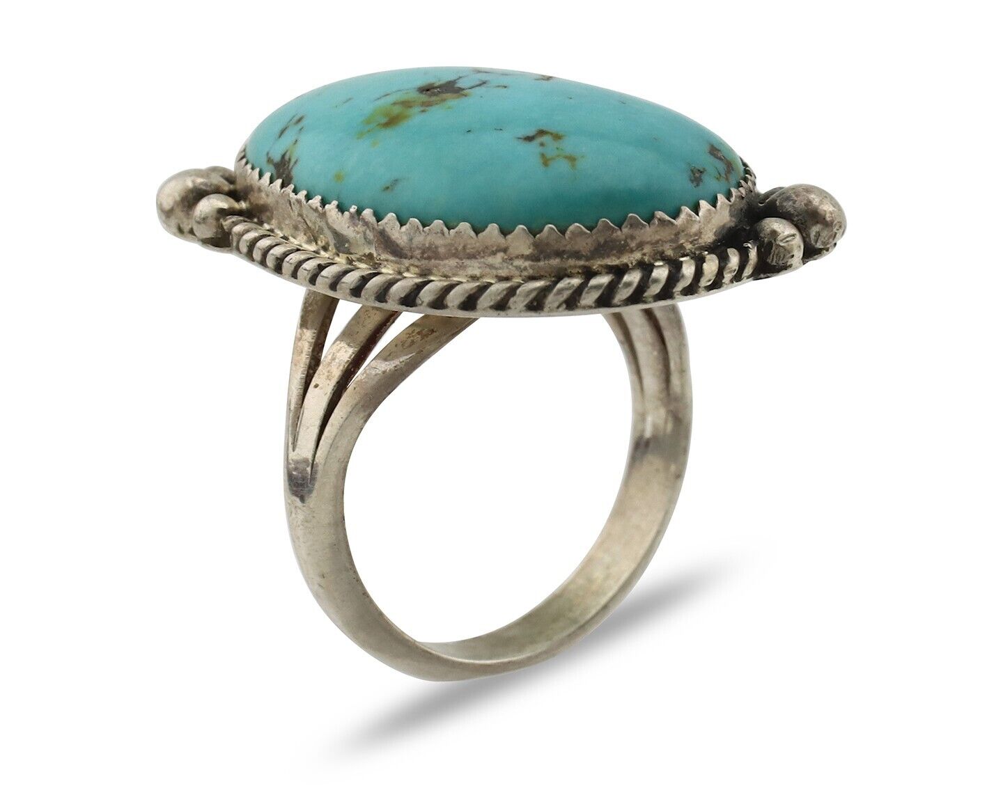 Navajo Ring 925 Silver Blue Turquoise Native American Artist C.80's