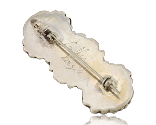 Navajo Pin Pendant 925 Silver Natural Turquoise Signed Billy Eagle C.80's