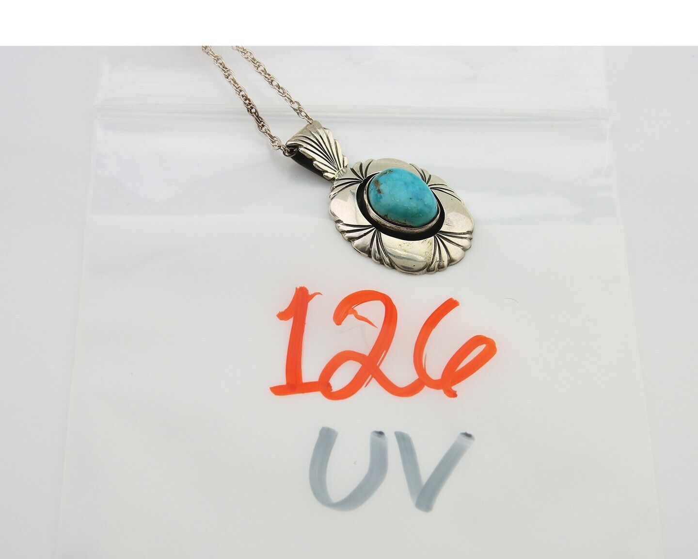 Navajo Necklace 925 Silver Natural Turquoise Artist Signed Kee C.80's