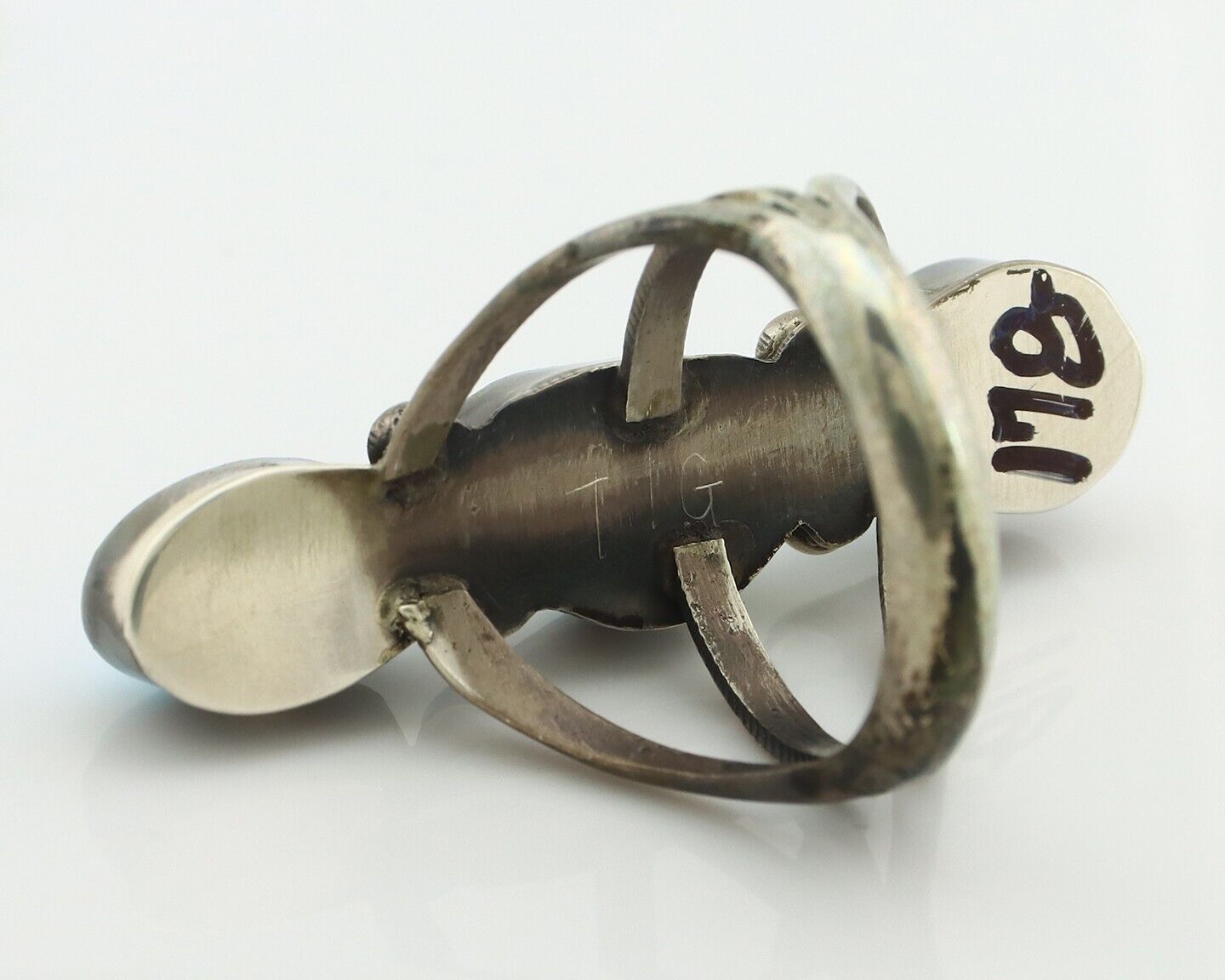 Navajo Ring 925 Silver Natural Blue Turquoise Native American Artist C.80's