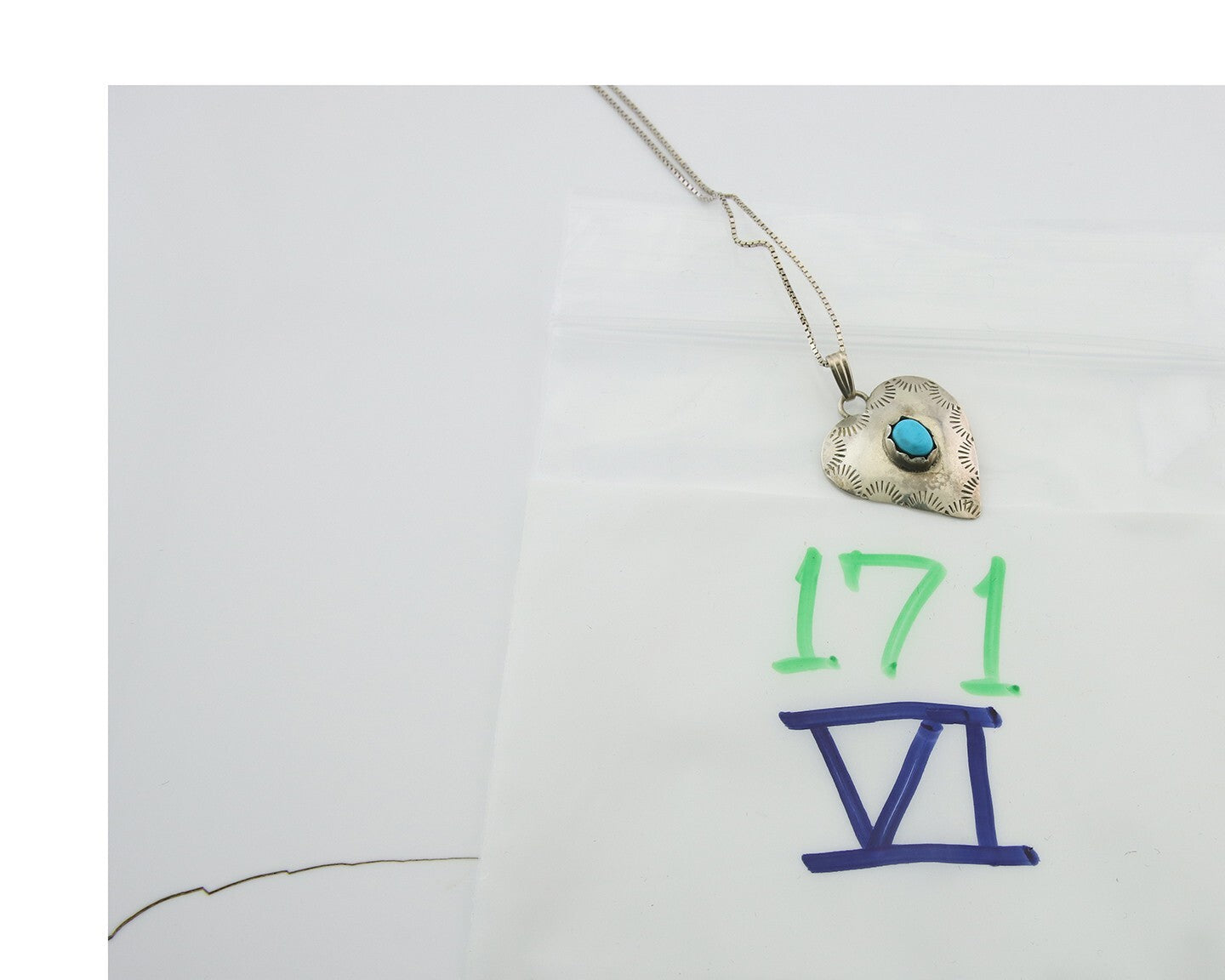 Navajo Sterling Silver Necklace Authentic Turquoise Vintage Handmade Artist ES