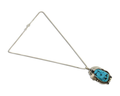 Navajo Necklace Pendant 925 Silver Blue Turquoise Signed Justin Morris C.80's