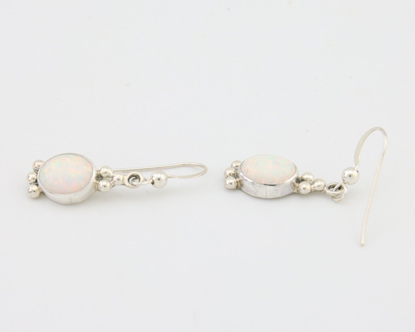 Navajo Dangle Earrings 925 Silver Natural Opal Artist Signed Montoya C.80's