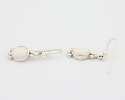 Navajo Dangle Earrings 925 Silver Natural Opal Artist Signed Montoya C.80's