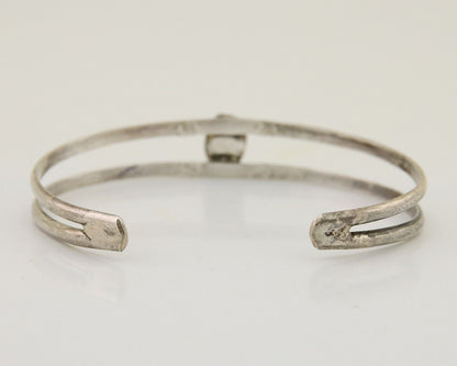 Navajo Hand Stamped Cuff Bracelet Turquoise 925 Silver Native American Artist