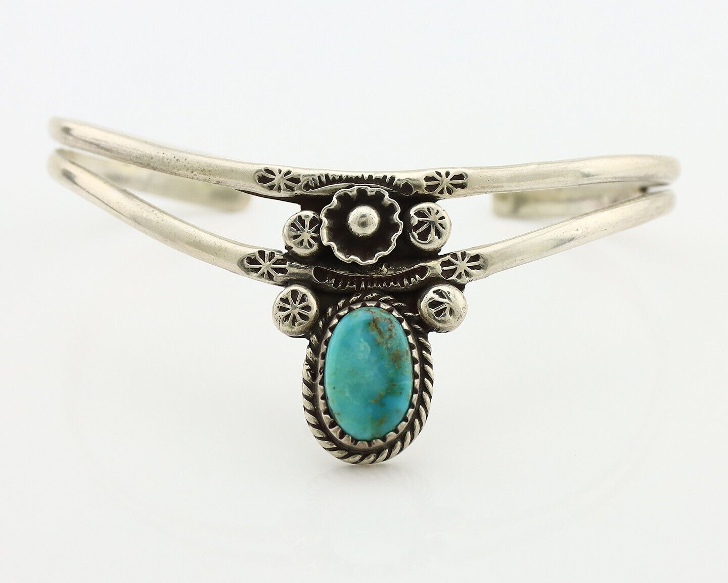 Navajo Bracelet 925 Silver Kingman Turquoise Artist Native American C.80's
