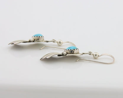 Navajo Earrings 925 Silver Blue Turquoise Artist Signed Kee Tsosie C.80's