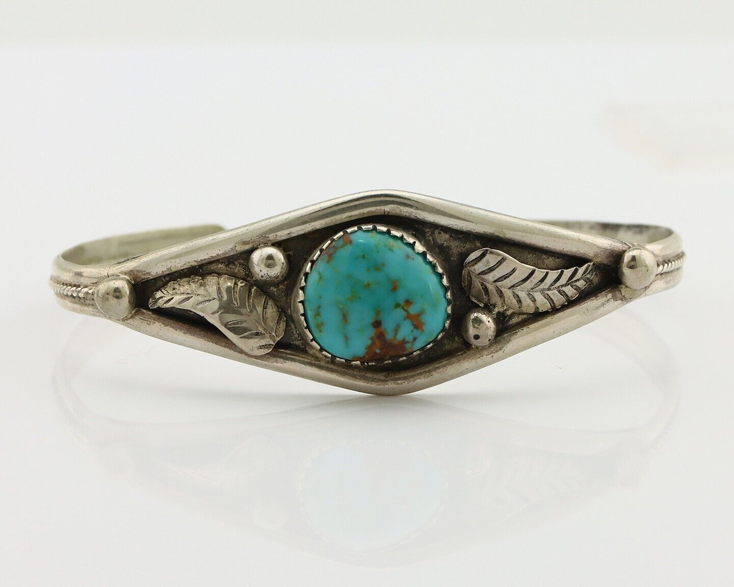 Navajo Bracelet 925 Silver Kingman Turquoise Native American Artist C.80's