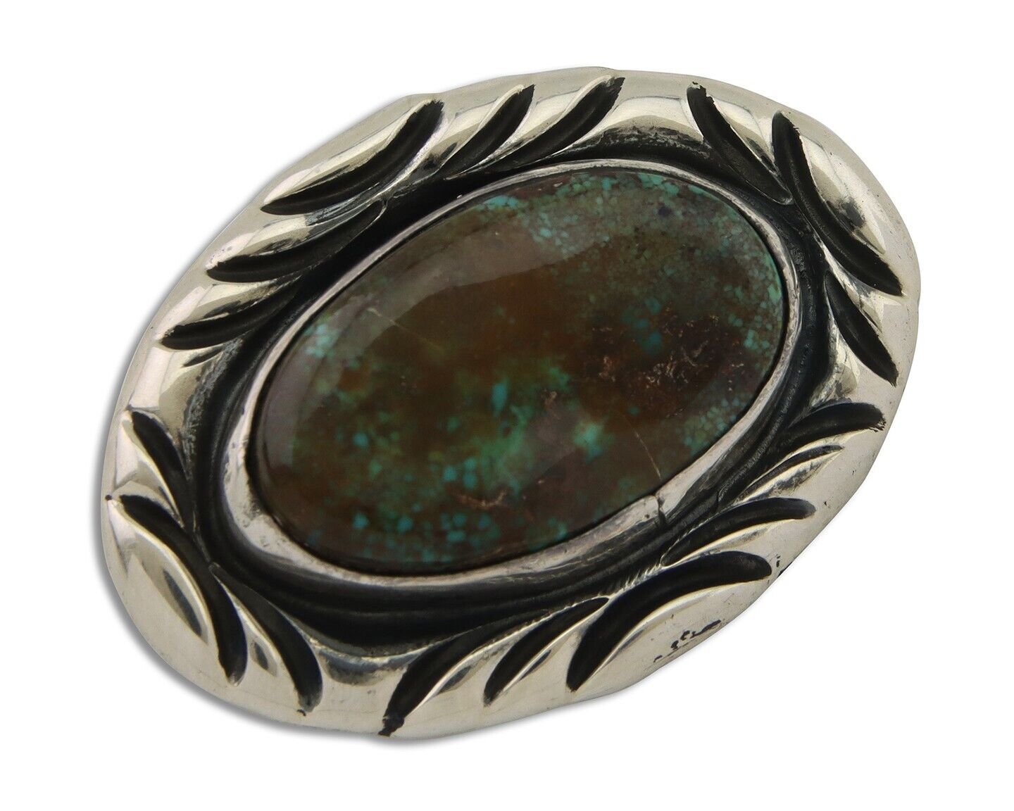 Navajo Pin 925 Silver Natural Mined Turquoise Artist Signed C Montoya C.80's