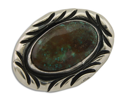 Navajo Pin 925 Silver Natural Mined Turquoise Artist Signed C Montoya C.80's