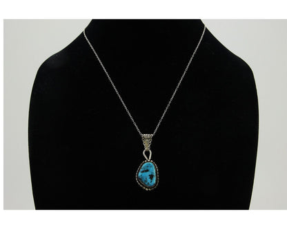 Navajo Necklace 925 Silver Natural Green Turquoise Artist Mike Begay C80s
