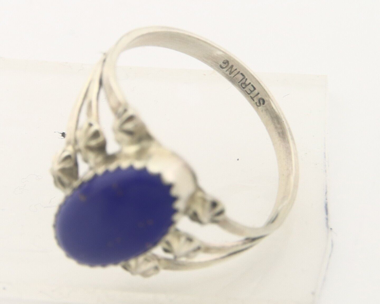 Navajo Ring 925 Sterling Natural Lapis Handmade Native Artist C.80's