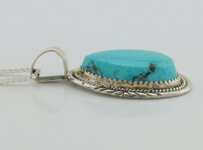 Navajo Necklace 925 Silver Kingman Turquoise Signed Anna Begay C.80's