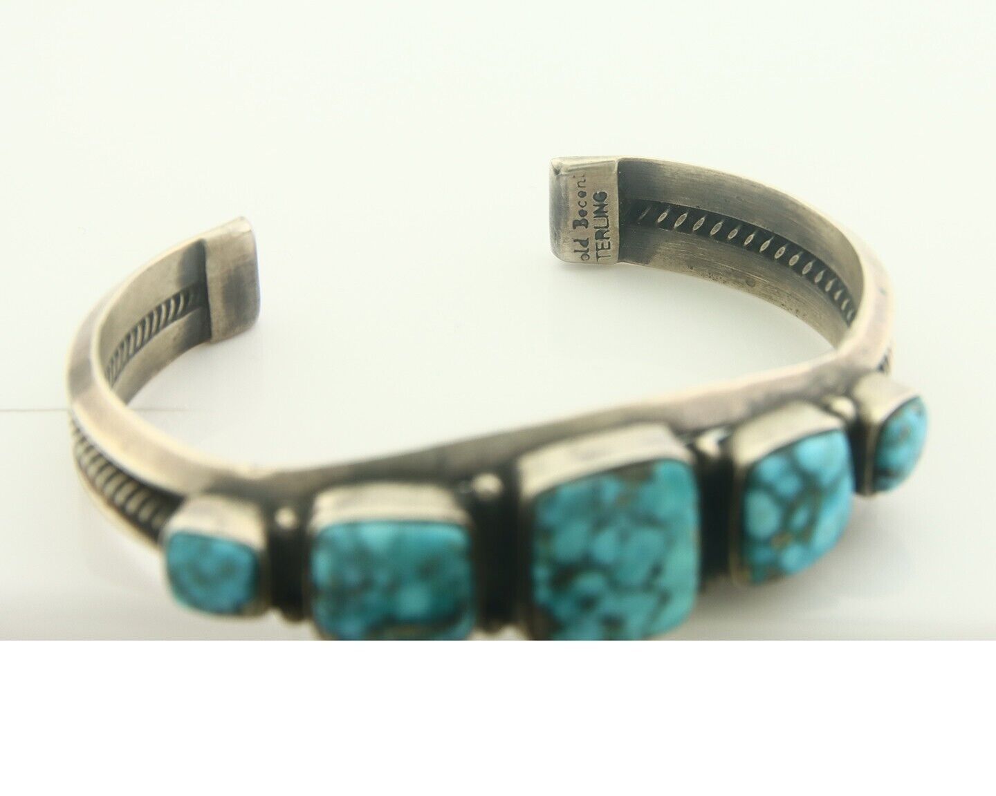 Navajo Bracelet 925 Silver Turquoise Cuff Artist Signed Harold Becenti C.80's